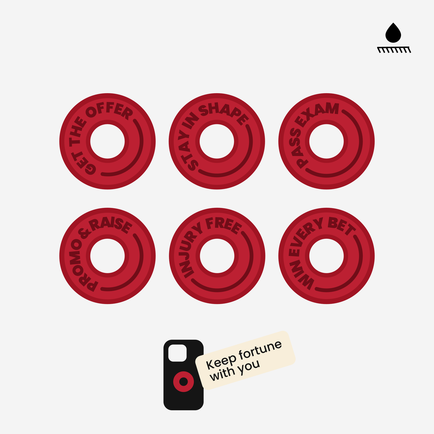 the image top view of sticker set, which includes 6 unique designs