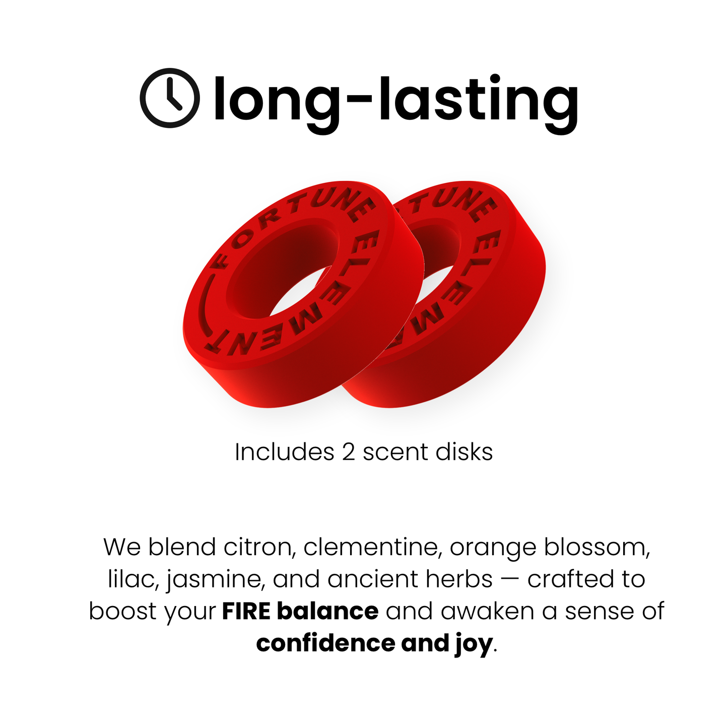 A showcasing the two scents, they are included items for fortune element car diffuser set.