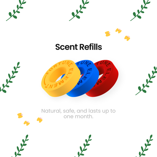 Three natural scent refill disks for Fortune Element car diffuser, shown side by side.